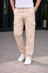 Erkek Trend Bol Paça Günlük Kargo Bej Baggy Pantolon