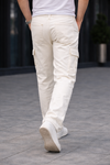 Erkek Trend Bol Paça Günlük Kargo Beyaz Baggy Pantolon
