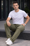 Erkek Trend Bol Paça Günlük Kargo Haki Baggy Pantolon