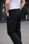 Erkek Trend Bol Paça Günlük Kargo Siyah Baggy Pantolon