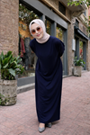 Kadın Premium Comfort Uzun Lacivert  Namaz Elbisesi