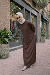 Kadın Premium Comfort Uzun Kahve Namaz Elbisesi
