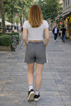Kadın Trend Premium Comfort Çizgili Füme Şort