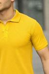 Erkek Kıvrılmaz Polo Yaka Cepsiz Slim Fit Dar Kesim Düz T-Shirt