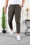 Erkek Beli Lastikli Double Paça Spor Haki Jogger Pantolon
