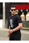 Erkek Slim Fit Nakış Desenli T-Shirt