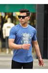 Erkek Slim Fit Nakış Desenli T-Shirt