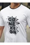 Erkek Slim Fit Nakış Desenli T-Shirt