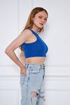 Kadın Crop Top Mavi Basic Bluz