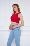 Kadın Crop Top Kırmızı Basic Bluz