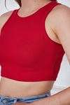 Kadın Crop Top Kırmızı Basic Bluz