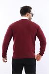 Erkek Trend V Yaka Günlük Bordo Triko Kazak