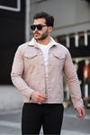 Erkek Trend Kışlık Içi Kürklü Kot Ceket Bej
