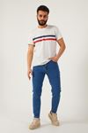 Erkek Likralı Jean Boyfriend Denim Mavi Kot Pantolon