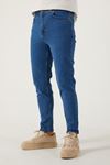 Erkek Likralı Jean Boyfriend Denim Mavi Kot Pantolon
