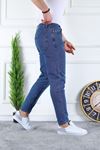 Erkek Likralı Jean Boyfriend Denim Koyu Mavi Kot Pantolon