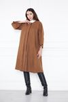 Kadın Oversize Uzun Kol Kaşe Panço