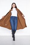 Kadın Oversize Uzun Kol Kaşe Panço