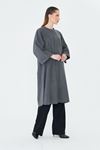 Kadın Trend Oversize Uzun Kol Şık Füme Kaşe Panço