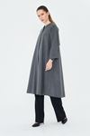 Kadın Trend Oversize Uzun Kol Şık Füme Kaşe Panço