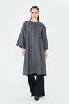 Kadın Trend Oversize Uzun Kol Şık Füme Kaşe Panço