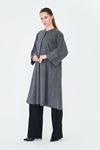 Kadın Trend Oversize Uzun Kol Şık Füme Kaşe Panço