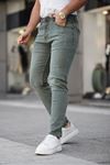 Erkek Jeans Slim Fit Likralı Denim Yeşil Kot Pantolon