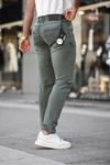 Erkek Jeans Slim Fit Likralı Denim Yeşil Kot Pantolon