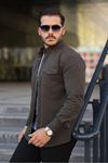 Erkek Slim Fit Cepli Basic Uzun Kol Kahve Kot Gömlek