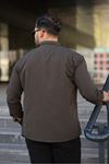 Erkek Slim Fit Cepli Basic Uzun Kol Kahve Kot Gömlek