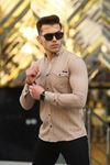 Erkek Slim Fit Çizgili Kot Gömlek