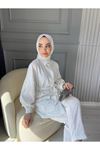 Kadın Jakarlı Bel Kuşaklı Cep Taşlı Alt Üst Takım