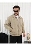 Erkek Mevsimlik Premium Krem Oversize Bomber Ceket