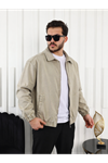 Erkek Mevsimlik Premium Krem Oversize Bomber Ceket