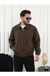 Erkek Mevsimlik Premium Kahve Oversize Bomber Ceket
