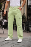 Erkek Bol Paça Kargo Cep Basic A.Yeşil Baggy Pantolon