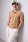 Erkek Günlük Kısa Kollu Basic Camel Polo Yaka Tişört