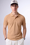 Erkek Günlük Kısa Kollu Basic Camel Polo Yaka Tişört