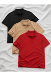 3 Adet Erkek Trend Kısa Kollu Basic Polo Yaka Tişört