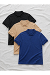 3 Adet Erkek Trend Kısa Kollu Basic Polo Yaka Tişört