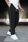 Erkek Yazı Baskılı Beli Lastikli Jogger Siyah Eşofman Altı