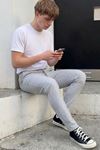 Erkek Lastikli Çift Cepli A.Gri Jogger Pantolon