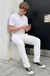 Erkek Comfort Fit Bol Paça Beyaz Baggy Pantolon