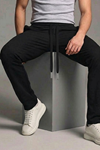 Erkek Esnek Casual Siyah Baggy Pantolon