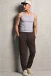 Erkek Esnek Casual Kahve Baggy Pantolon