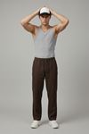 Erkek Esnek Casual Kahve Baggy Pantolon