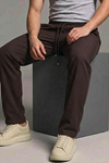 Erkek Esnek Casual Kahve Baggy Pantolon