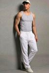 Erkek Esnek Casual Beyaz Baggy Pantolon