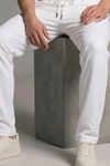 Erkek Esnek Casual Beyaz Baggy Pantolon