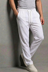 Erkek Esnek Casual Beyaz Baggy Pantolon